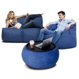 комплект бескаркасной мебели синего цвета