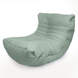 Купить серо зеленое бескаркасное кресло кокон рогожка