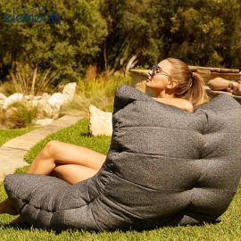 Бескаркасное водоотталкивающее кресло для сада Acoustic Sofa Titanium Weave (темно серое олефин)