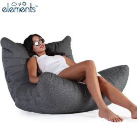 Бескаркасное уличное кресло для сада Acoustic Sofa Titanium Weave (темно серое олефин)