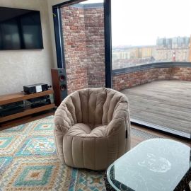 купить бескаркасное кресло Австралия бежевого цвета велюр