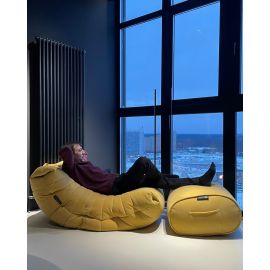 Купить желтое бескаркасное кресло кокон велюр