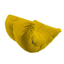 Купить желтое бескаркасное кресло кокон велюр