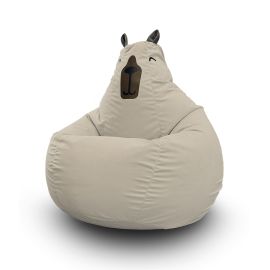 Кресло мешок Bean Bag - Капибара 4XL Eco Weave (велюр, бежевый)