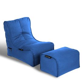 Кресло мешок и пуфик под ноги Evolution Chaise™ - Atlantic Denim (Оксфорд синий)