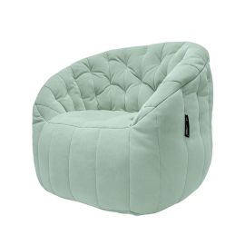 Купить бескаркасную мебель кресло и пуфик Butterfly Sofa Deluxe - Pepper Mint (серо-зеленый велюр)
