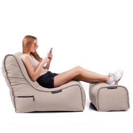 Кресло мешок и пуфик под ноги Evolution Chaise™ - Thermo Beige (Оксфорд бежевый)
