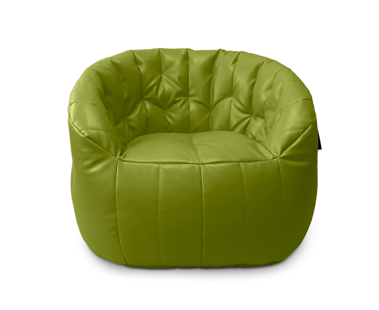 Крупный план лаймовой экокожи Lime Citrus на кресле Butterfly Sofa. Сочный цитрусовый оттенок.