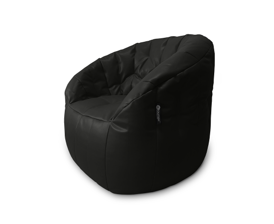 Крупный план экокожи Black Sapphire на кресле Butterfly Sofa. Матовый блеск, благородное тиснение.