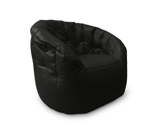 Черное кресло Butterfly Sofa в современной гостиной. Пример использования для отдыха и просмотра ТВ.