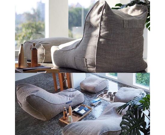 купить бескаркасное кресло и пуф бежевый