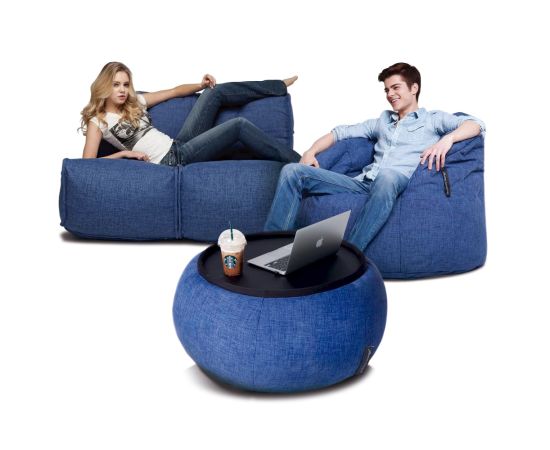 комплект бескаркасной мебели синего цвета