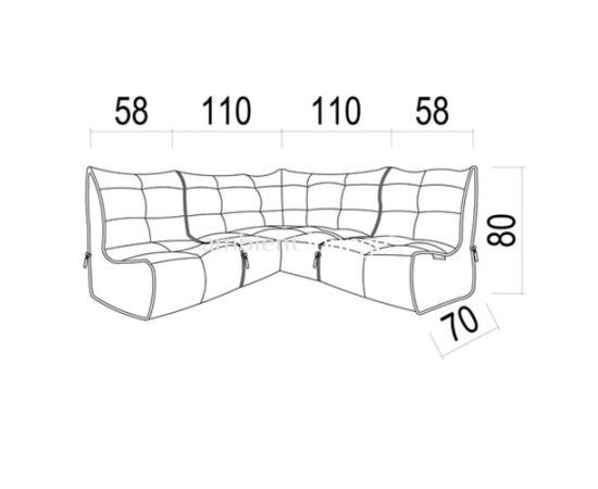 Бескаркасный модульный угловой диван Mod3 Cozy Corner™ - Keystone Grey (светло-серый), Цвет: Keystone Grey, Категория ткани: Sofa Weave, изображение 2