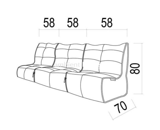 Бескаркасный модульный диван для троих Mod3 Movie Couch™ - Keystone Grey (светло-серый), Цвет: Keystone Grey, Категория ткани: Sofa Weave, изображение 2