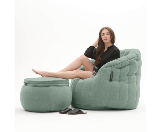 купить бескаркасное кресло и пуф butterfly chaise Австралия в серо-зеленом цвете