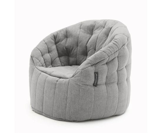 купить серое кресло и пуф набор  мягкой бескаркасной мебели шенилл