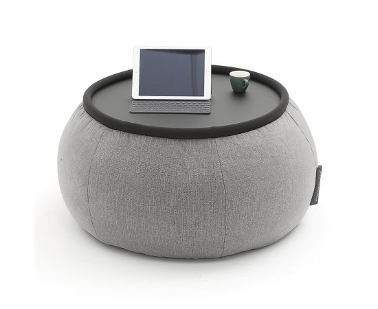 купить серое кресло и пуф набор  мягкой бескаркасной мебели шенилл