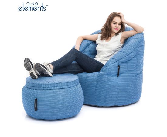 Дизайнерское бескаркасное кресло Butterfly Sofa Oceana (голубое)