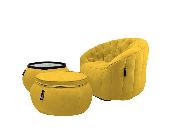 Комплект бескаркасной мебели Contempo Package - Yellow Shine (желтый), Цвет: Yellow Shine, Категория ткани: Велюр, изображение 2