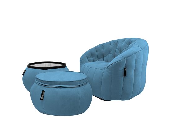 Комплект бескаркасной мебели Contempo Package - Blue Jazz (синий велюр), Цвет: Blue Jazz, Категория ткани: Велюр, изображение 2