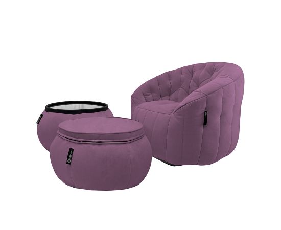 Комплект бескаркасной мебели Contempo Package - Sakura Pink (розовый велюр), Цвет: Sakura Pink, Категория ткани: Велюр, изображение 2