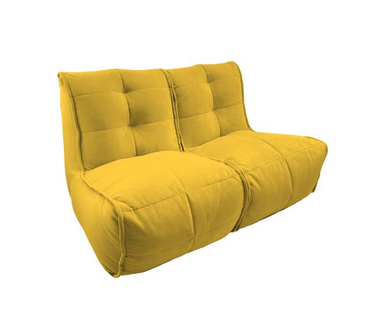 Бескаркасный двухместный диван Twin Couch™ - Yellow Shine (желтый велюр), Цвет: Yellow Shine, Категория ткани: Велюр, изображение 2