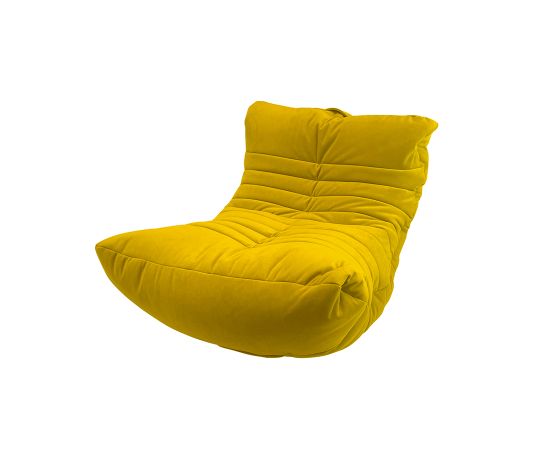 Купить желтое бескаркасное кресло кокон велюр