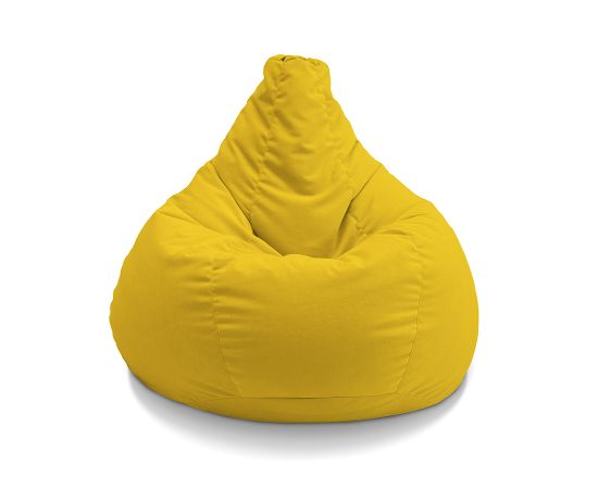 Бескаркасное кресло-мешок Bean Bag™- Yellow Shine (желтый), Цвет: Капибара - 4XL Eco Weave (велюр, бежевый), Категория ткани: Велюр, изображение 2