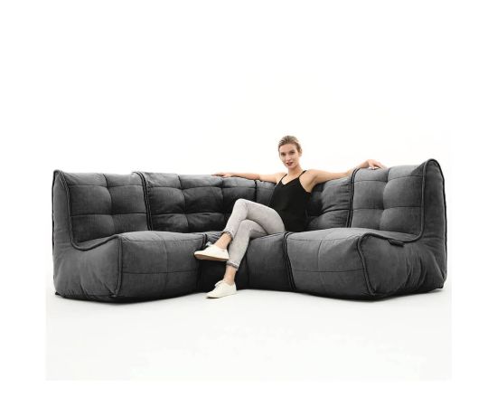 Бескаркасный модульный угловой диван Mod3 Cozy Corner™ - Keystone Grey (светло-серый), Цвет: Black Sapphire, Категория ткани: Шенилл, изображение 2