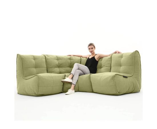 Бескаркасный модульный угловой диван Mod3 Cozy Corner™ - Keystone Grey (светло-серый), Цвет: Lime Citrus, Категория ткани: Шенилл, изображение 2