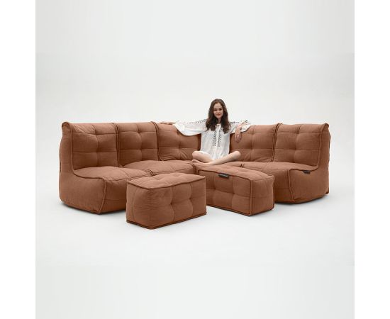 Бескаркасный модульный диван с оттоманкой Mod5 Living Lounge™ - Keystone Grey (светло-серый), Цвет: Terra Cocta, Категория ткани: Шенилл, изображение 2