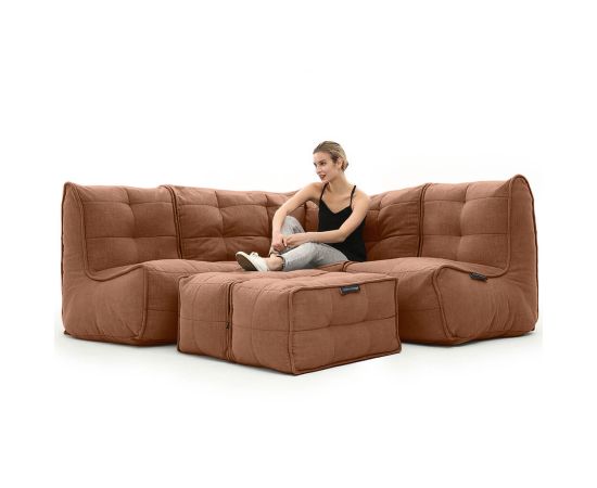 Бескаркасный угловой диван для троих Mod4 Corner Deluxe™ - Keystone Grey (светло-серый), Цвет: Terra Cocta, Категория ткани: Шенилл, изображение 2