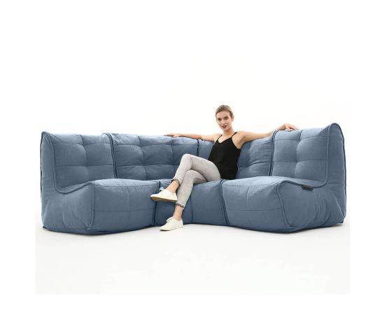 Бескаркасный модульный угловой диван Mod3 Cozy Corner™ - Keystone Grey (светло-серый), Цвет: Blue Jazz, Категория ткани: Шенилл, изображение 2