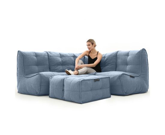 Бескаркасный угловой диван для троих Mod4 Corner Deluxe™ - Keystone Grey (светло-серый), Цвет: Blue Jazz, Категория ткани: Шенилл, изображение 2