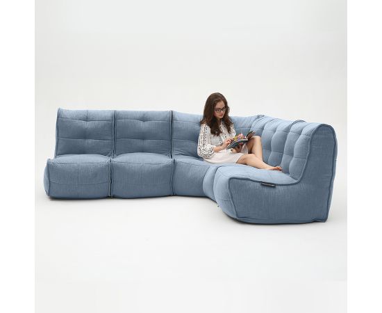 Модульный четырехместный диван Mod4 L Sofa™ - Keystone Grey (светло-серый), Цвет: Blue Jazz, Категория ткани: Шенилл, изображение 2