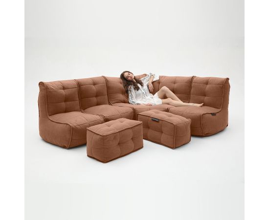 Бескаркасный модульный диван с оттоманкой Mod5 Living Lounge™ - Keystone Grey (светло-серый), Цвет: Terra Cocta, Категория ткани: Шенилл, изображение 3