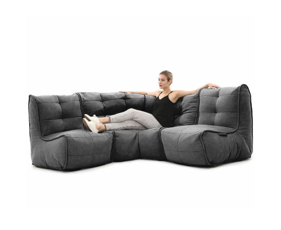 Бескаркасный модульный угловой диван Mod3 Cozy Corner™ - Keystone Grey (светло-серый), Цвет: Black Sapphire, Категория ткани: Шенилл, изображение 4