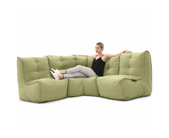 Бескаркасный модульный угловой диван Mod3 Cozy Corner™ - Keystone Grey (светло-серый), Цвет: Lime Citrus, Категория ткани: Шенилл, изображение 4