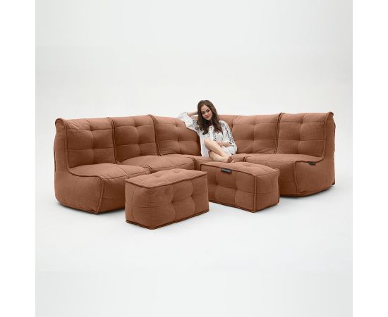 Бескаркасный модульный диван с оттоманкой Mod5 Living Lounge™ - Keystone Grey (светло-серый), Цвет: Terra Cocta, Категория ткани: Шенилл, изображение 5