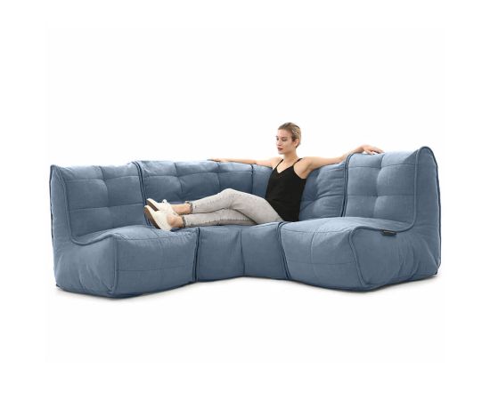 Бескаркасный модульный угловой диван Mod3 Cozy Corner™ - Keystone Grey (светло-серый), Цвет: Blue Jazz, Категория ткани: Шенилл, изображение 4