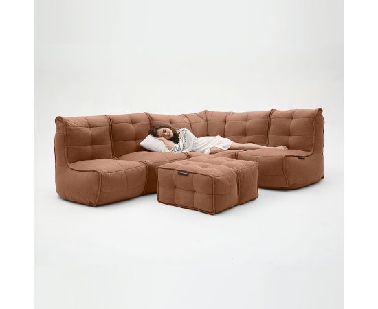 Бескаркасный модульный диван с оттоманкой Mod5 Living Lounge™ - Keystone Grey (светло-серый), Цвет: Terra Cocta, Категория ткани: Шенилл, изображение 6