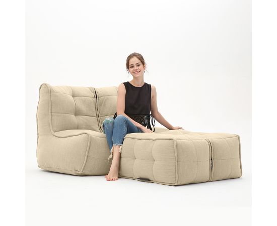Бескаркасный двухместный диван Twin Couch Deluxe™ - Eco Weave (бежевый шенилл), Цвет: Eco Weave, Категория ткани: Шенилл, изображение 2