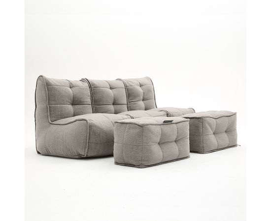 Бескаркасный трехместный диван с двумя оттоманками Mod3 Movie Couch Deluxe™ - Keystone Grey (светло-серый шенилл), Цвет: Keystone Grey, Категория ткани: Шенилл, изображение 3