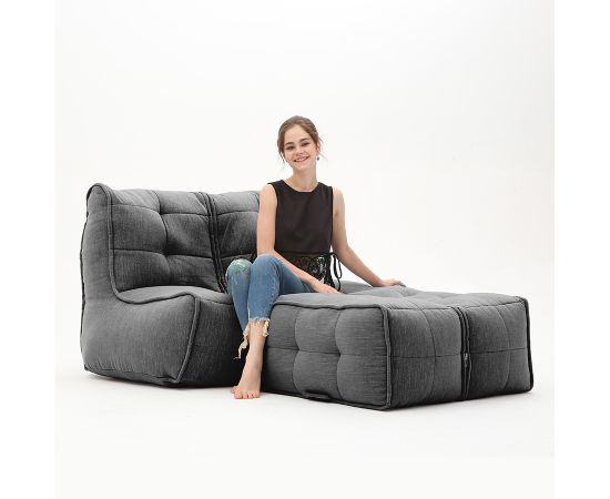 Бескаркасный двухместный диван Twin Couch Deluxe™ - Black Sapphire (черный шенилл), Цвет: Yellow Shine, Категория ткани: Велюр, изображение 2