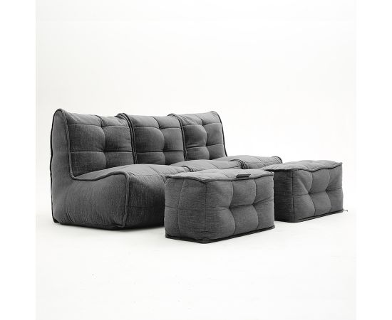 Бескаркасный трехместный диван с двумя оттоманками Mod3 Movie Couch Deluxe™ - Black Sapphire (черный шенилл), Цвет: Mocha Mousse, Категория ткани: Экокожа