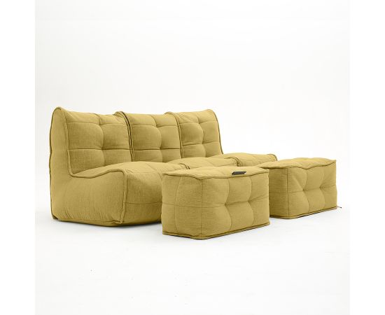 Бескаркасный трехместный диван с двумя оттоманками Mod3 Movie Couch Deluxe™ - Yellow Shine (желтый шенилл), Цвет: Yellow Shine, Категория ткани: Велюр