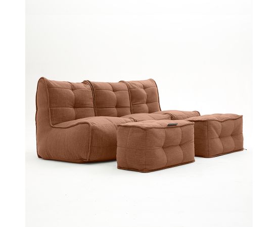 Бескаркасный трехместный диван с двумя оттоманками Mod3 Movie Couch Deluxe™ - Terra Cocta (терракотовый шенилл), Цвет: Terra Cocta, Категория ткани: Шенилл, изображение 3