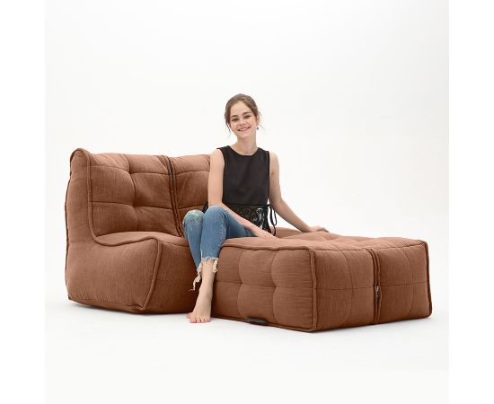 Бескаркасный двухместный диван Twin Couch Deluxe™ - Terra Cocta (терракотовый шенилл), Цвет: Terra Cocta, Категория ткани: Шенилл, изображение 2