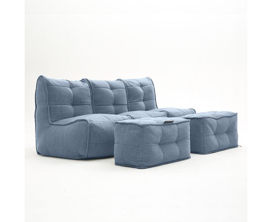 Бескаркасный трехместный диван с двумя оттоманками Mod3 Movie Couch Deluxe™ - Blue Jazz (синий шенилл), Цвет: Blue Jazz, Категория ткани: Шенилл, изображение 2