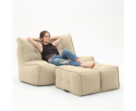 Бескаркасный двухместный диван Twin Couch Deluxe™ - Eco Weave (бежевый шенилл), Цвет: Eco Weave, Категория ткани: Шенилл, изображение 3